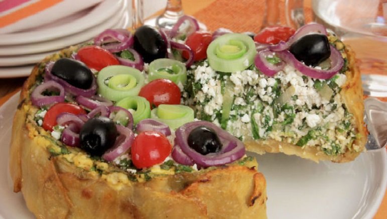 Torta sem massa com batata chips