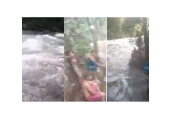 Cabeça d'água em cachoeira em MT deixa turistas ilhados
