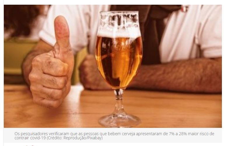 Cerveja pode aumentar os riscos de contrair Covid-19