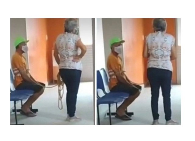Homem é amarrado pela esposa e levado para tomar vacina contra a Covid-19