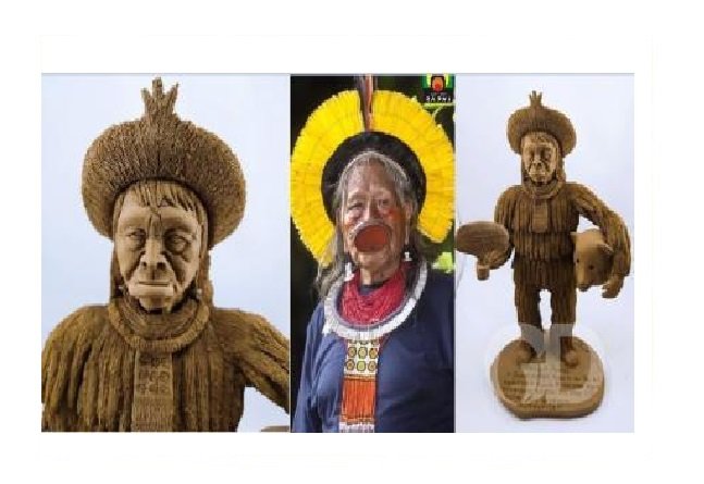 Artista pernambucano homenageia Cacique Raoni em escultura