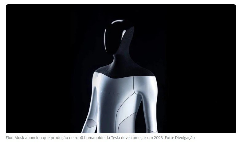 Elon Musk anuncia produção de robô humanoide da Tesla para 2023
