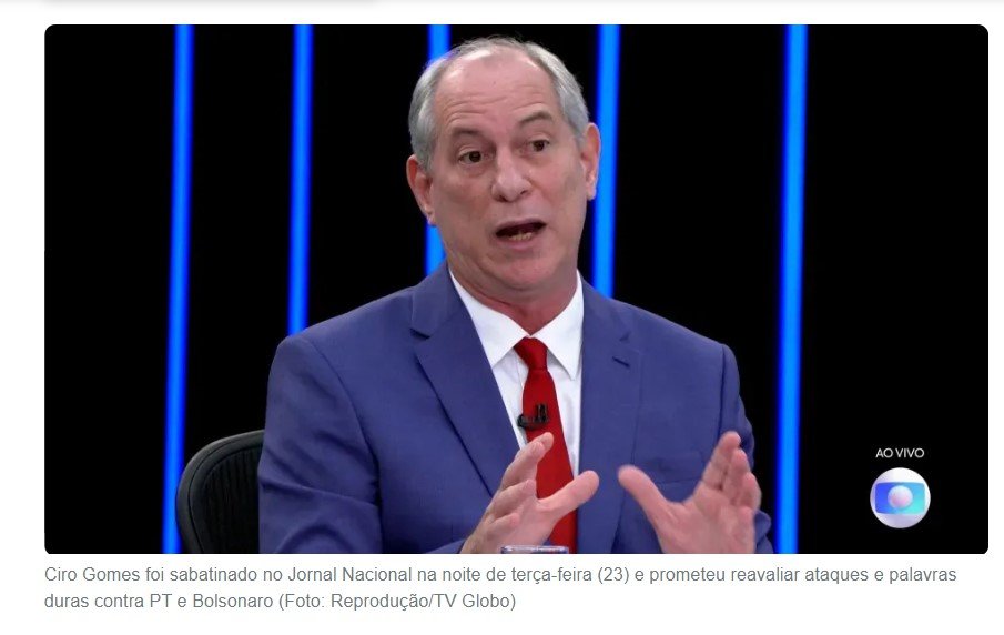 O que explica a diferença de tratamento entre Ciro Gomes e Jair Bolsonaro no JN?