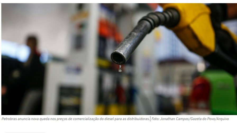 Petrobras anuncia redução de 30 centavos no preço do diesel às distribuidoras