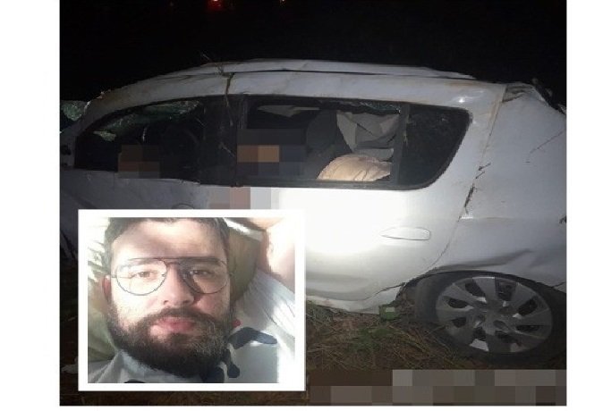 Sandero capota, homem de 30 anos morre e mulher fica em estado grave