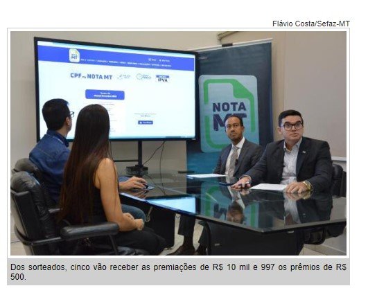 Sorteio do Nota MT contempla 1.003 mato-grossenses; veja o resultado