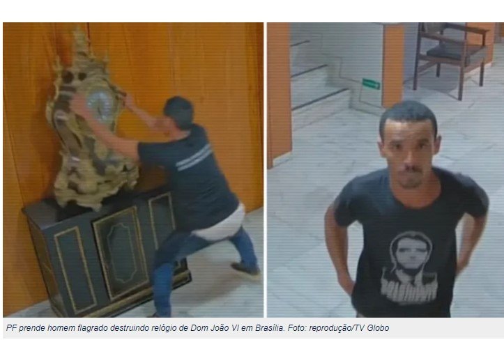 PF prende homem filmado ao destruir relógio no Palácio do Planalto