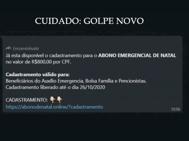 Novo golpe promete Abono Emergencial de Natal; saiba como identificar golpes pelo WhatsApp