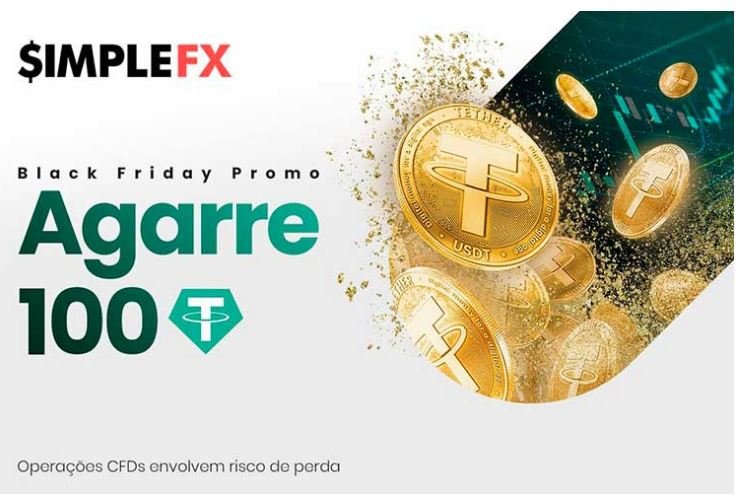 SimpleFX dará 100 tether para todos os traders na Black Friday!
