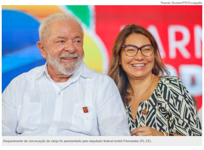 Deputado do PL quer ouvir Janja na CPMI do 8 de Janeiro