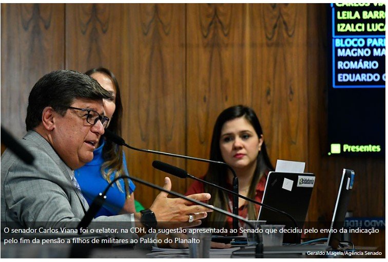 Senado envia ao Executivo sugestão de cidadão pelo fim da pensão de filho e filha de militar