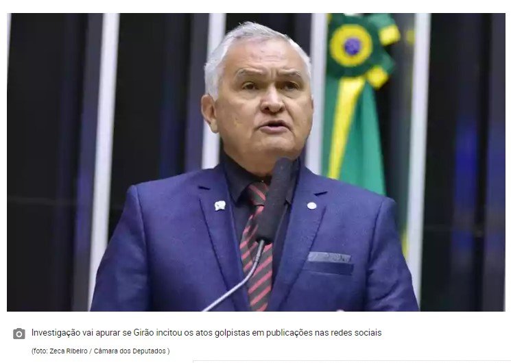 Moraes determina inquérito contra deputado Girão por incitação a 8/1