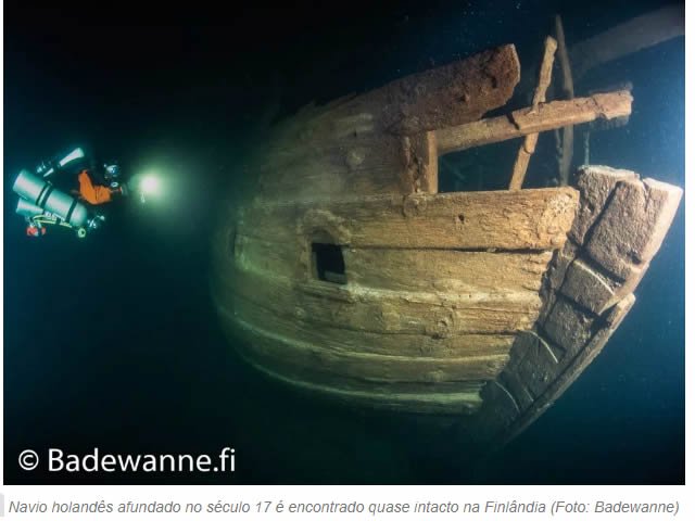 Navio holandês afundado no século 17 é encontrado quase intacto na Finlândia