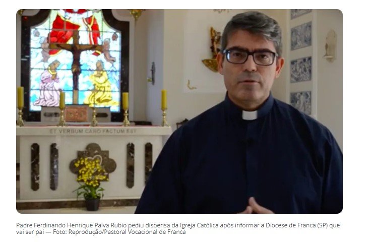Padre pede dispensa da Igreja Católica ao saber que vai ser pai em Franca, SP