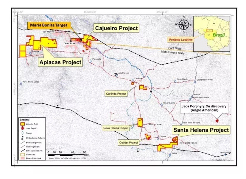 Altamira Gold identifica forte anomalia magnética entre o Mato Grosso e o Pará