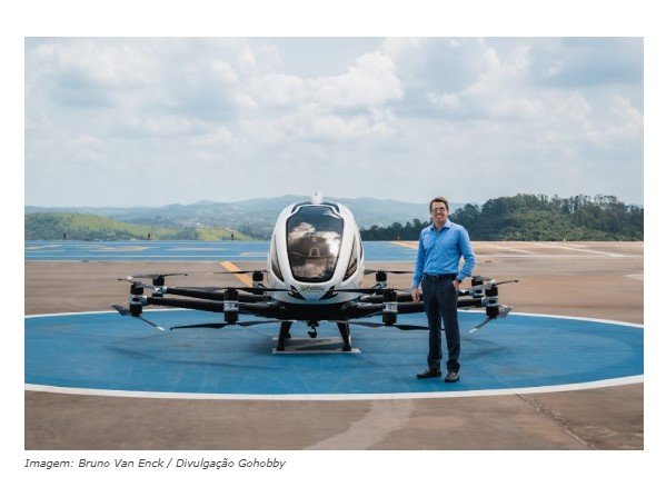 Empresa traz ao Brasil o veículo aéreo chinês que voa sem piloto e fará a 1ª exibição pública de um eVTOL no país
