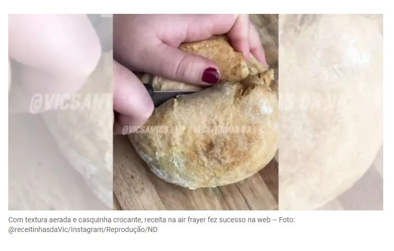 Sem precisar sovar, pão caseiro feito na air frayer surpreende com crocância e leveza