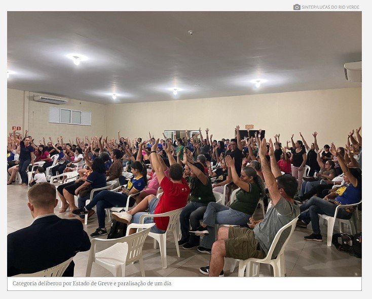 Profissionais da educação de Lucas do Rio Verde deliberam paralisação para 4 de março