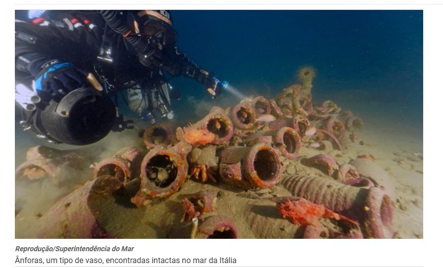 Navio que naufragou há dois mil anos é descoberto com carga intacta na Itália