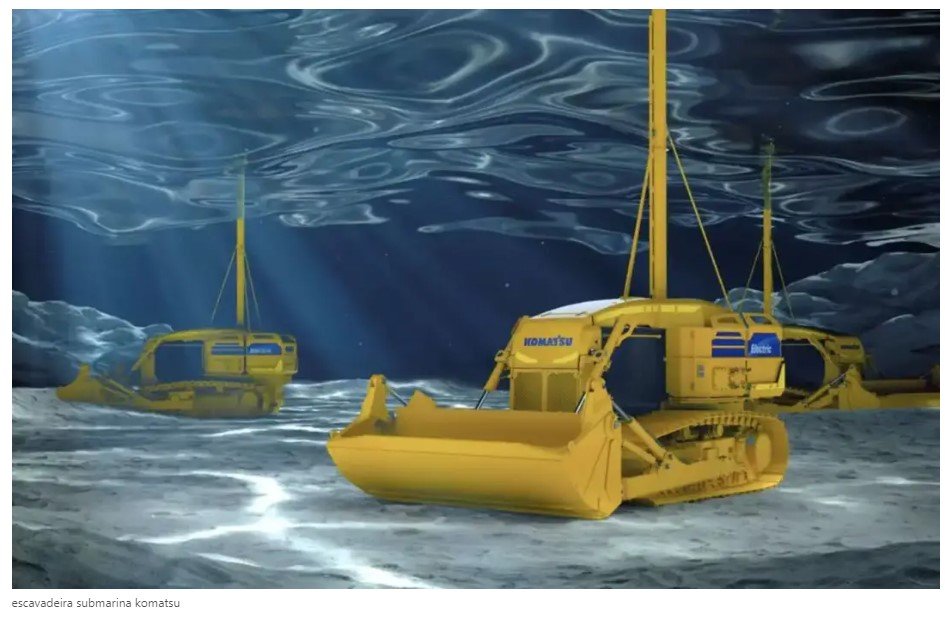 Trator embaixo d’água: Komatsu transforma escavadeira terrestre em máquina submarina, elétrica e autônoma que funciona em até 7 metros de profundidade