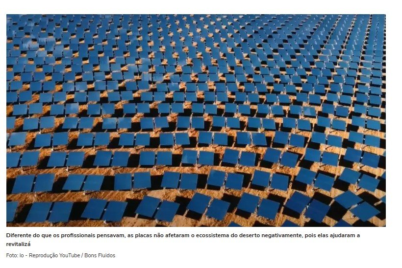 Além da economia de energia: placas solares fazem com que solo de deserto fique fértil