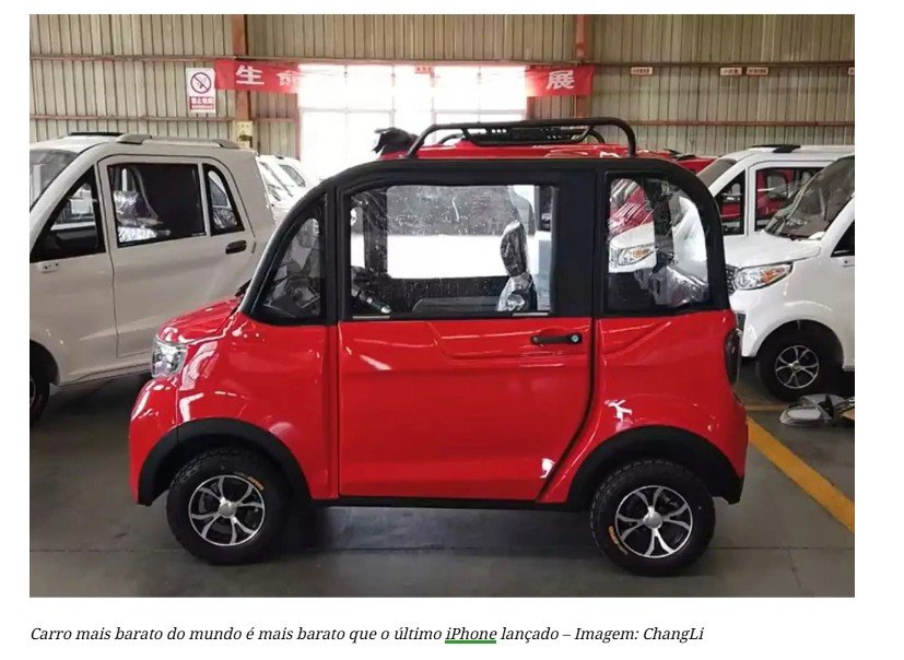 AutomobilísticaChina lança o carro mais barato do mundo: custa menos que um iPhone
