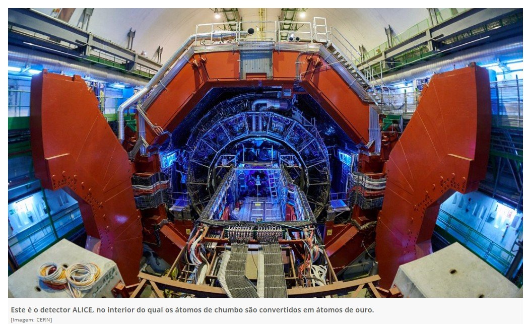 LHC transforma chumbo em ouro, realizando sonho da alquimia