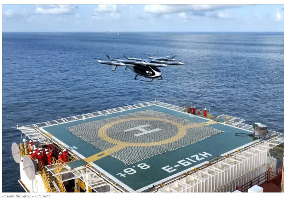 Realizado o 1º voo de carga do mundo em plataforma offshore de petróleo com eVTOL de 2 toneladas