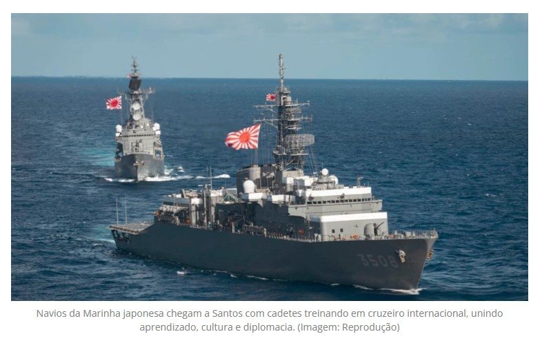 Destróier da força marítima japonesa desembarca no Brasil em missão de treinamento naval e abre suas portas para visitação pública