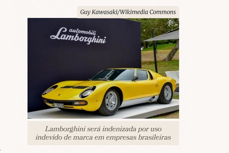 Lamborghini será indenizada por uso indevido de marca no Brasil
