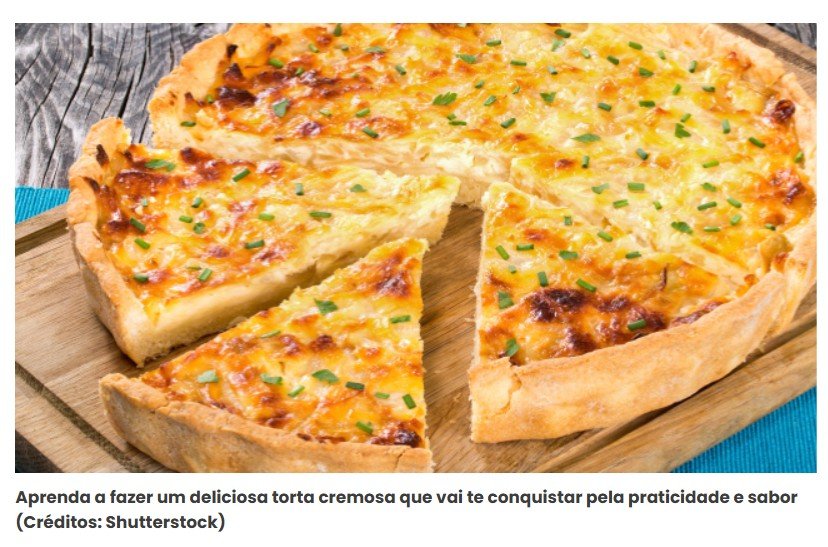 Sempre faço essa torta cremosa de queijo e cebola para o jantar quando quero uma refeição rápida e diferente