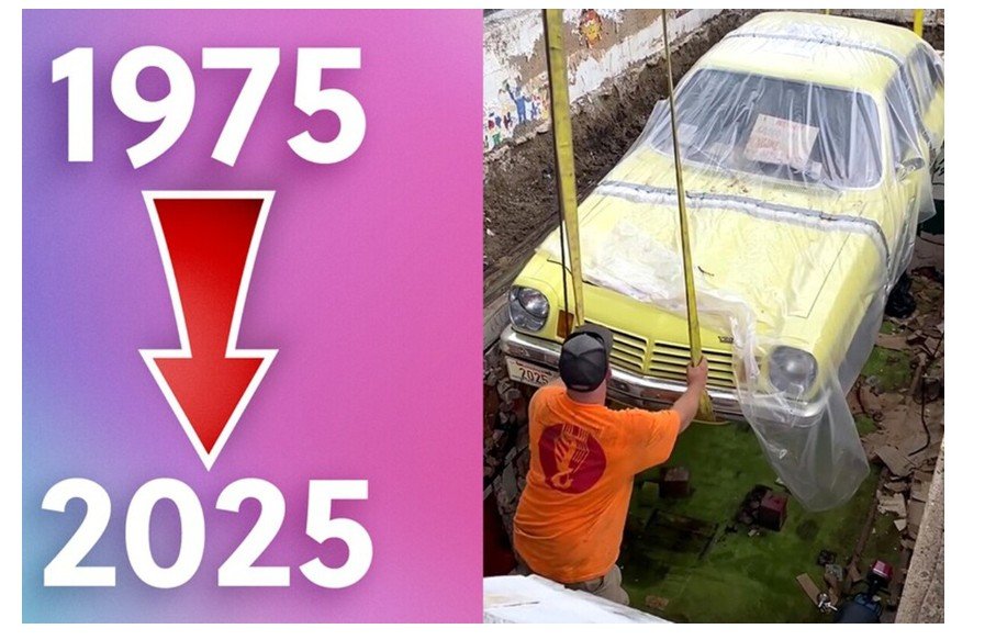 Em 1975, um carro novo foi enterrado para se tornar uma cápsula do tempo. 50 anos depois, ele voltou a ver a luz do dia