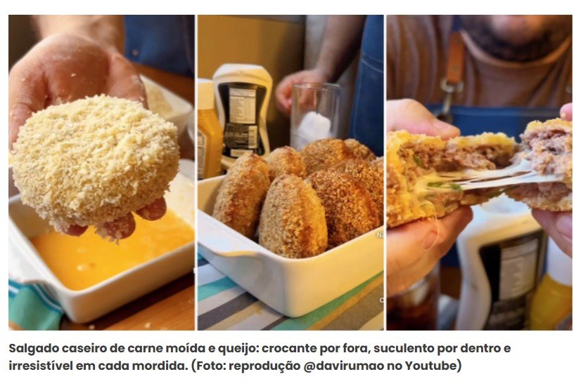Tem pão e carne moída sobrando em casa? Aprenda a preparar um salgado caseiro fácil e irresistível de dar água na boca