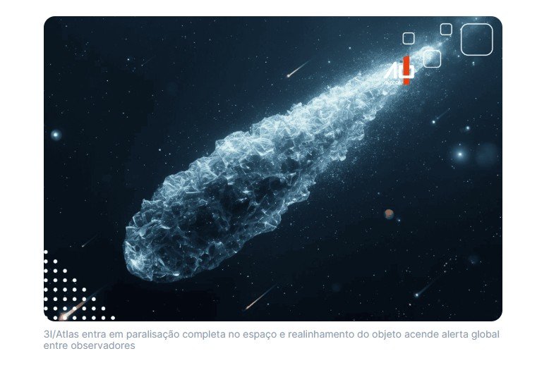 Paralisação completa do 3I/Atlas intriga cientistas e realinhamento aponta para novo comportamento