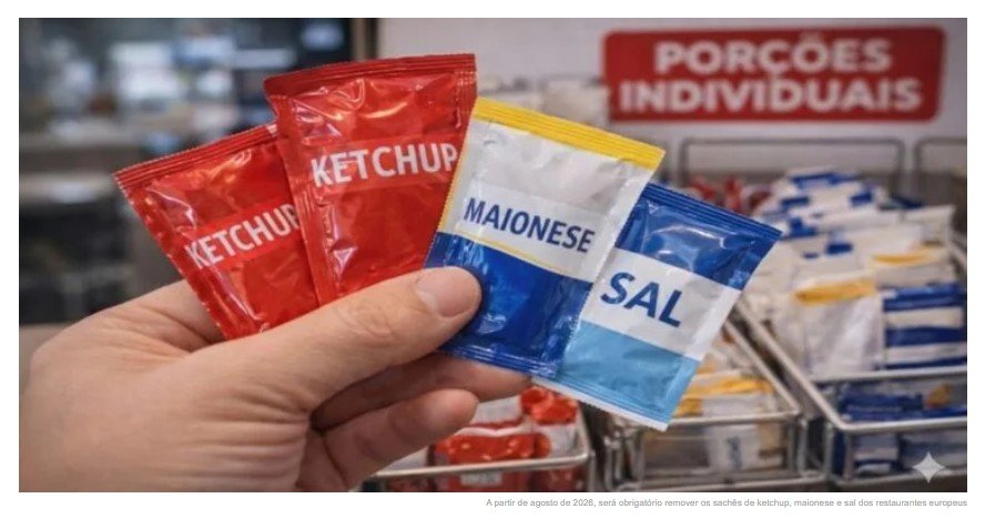 A partir de agosto de 2026, será obrigatório remover os sachês de ketchup, maionese e sal dos restaurantes europeus