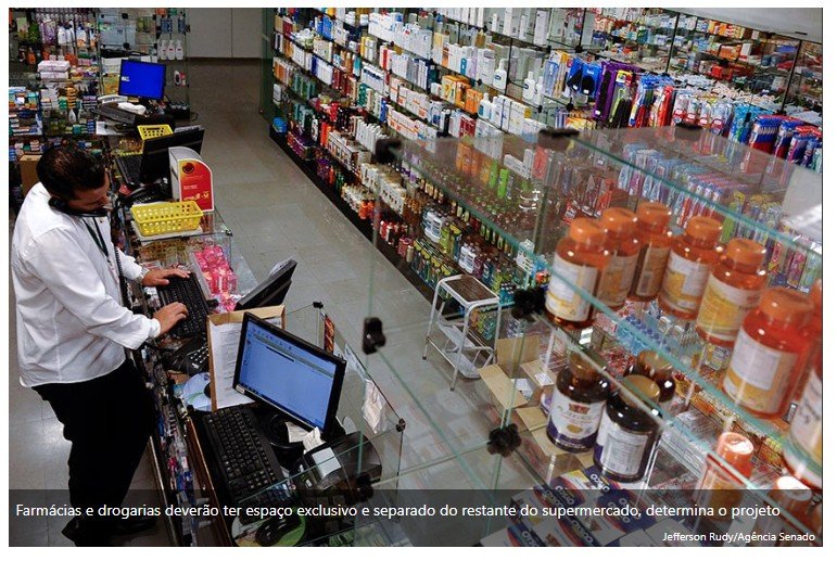 Regra para funcionamento de farmácia dentro de supermercado vai à sanção