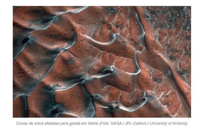 Sonda da Nasa envia foto de dunas de areia contendo água congelada em Marte