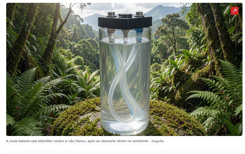 Bateria de água pode durar séculos e ser descartada no ambiente