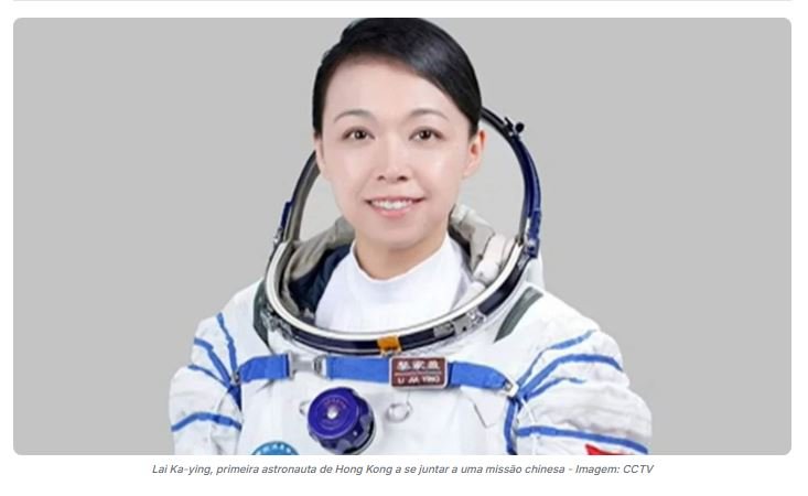 Hong Kong enviará primeira astronauta à estação espacial chinesa
