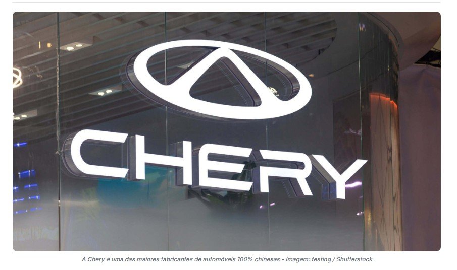 Chery oferece garantia vitalícia para baterias após nova regra na China