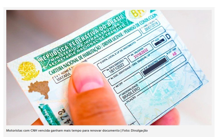 Motoristas com CNH vencida ganham mais tempo para renovar documento