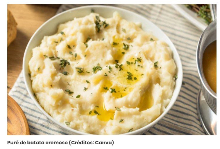 Chef Martín Berasategui: O purê de batatas cremoso é feito misturando 550g de batatas, 250ml de leite e manteiga.'