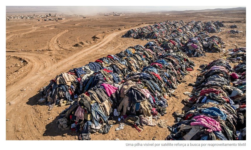 No meio do deserto do Atacama, uma montanha de roupas de 60 mil toneladas foi encontrada: ela veio da Europa e pode ser vista do espaço