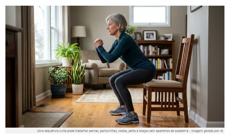 Os especialistas concordam: 'Aos 60 anos, em vez de caminhar por 20 minutos, é muito mais eficaz fazer exercícios como agachamentos na cadeira ou flexões na bancada da cozinha.'