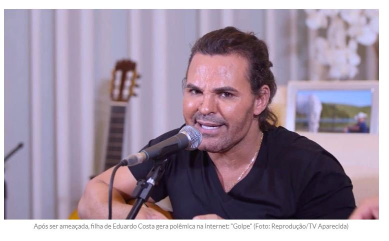 Após ser ameaçada, filha de Eduardo Costa debocha e gera polêmica na internet: “Golpe”