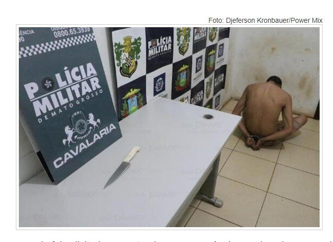 Homem armado com faca ameaça ex-mulher de morte e acaba preso pela Cavalaria da PM em Nova Mutum