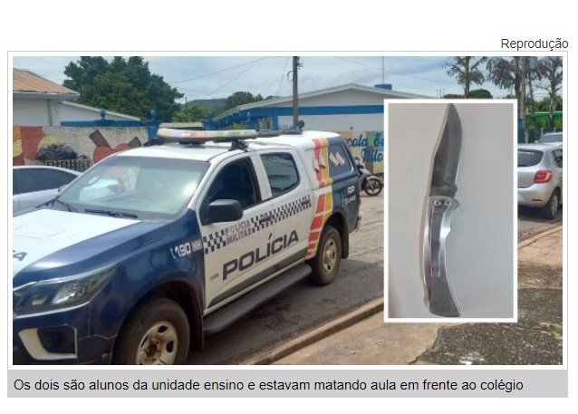 Menores são apreendidos com canivete em frente à escola de MT