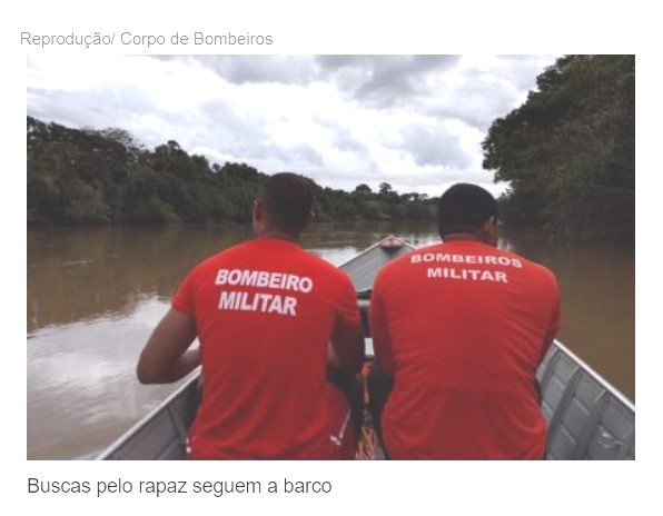 Bombeiros buscam rapaz de 21 anos que teria se jogado em rio
