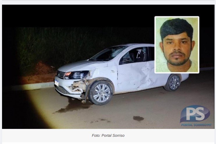 Homem morre em batida entre moto e carro em Sorriso/MT