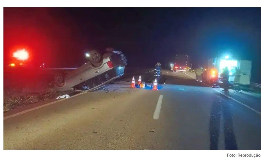 Grupo que retornava de festa sofre grave acidente na BR-163; um morreu e dois ficaram feridos